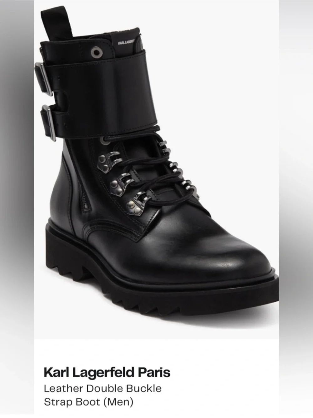 Karl Lagerfeld Leather Double Buckle Moto Boots Sz 9.5